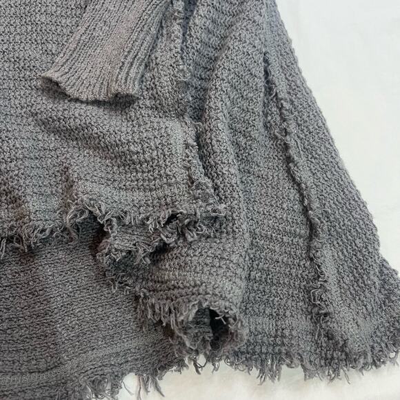 Ruby Moon Open Shoulder Sweater Gray Small Long Sleeve Boho Asymetric Raw Edge - Picture 5 of 8